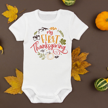 Load image into Gallery viewer, My First Thanksgiving Baby short sleeve one piece
