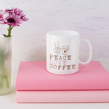 Load image into Gallery viewer, Coffee Themed Mug - Peace Love Coffee
