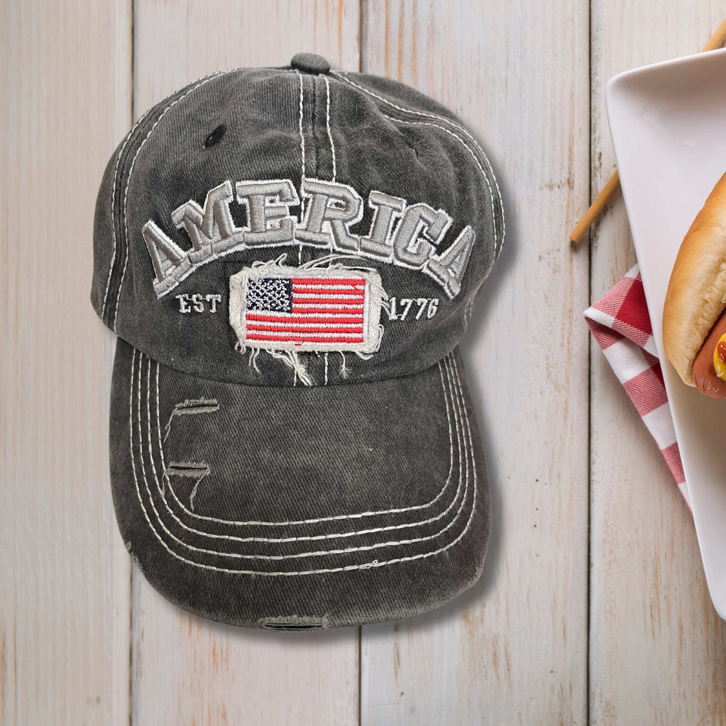 America Distressed Baseball Caps