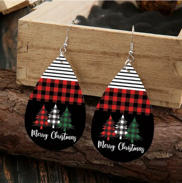 Red and Black Christmas Earrings