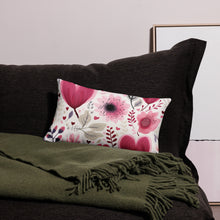 Load image into Gallery viewer, Pink Heart Flowers Premium Pillow Case
