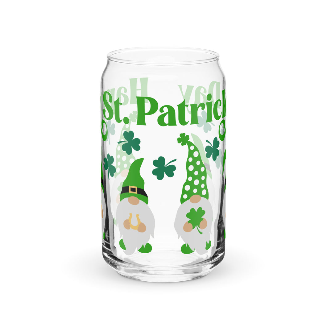 Happy St Patrick's Day Gnomes Can-shaped glass