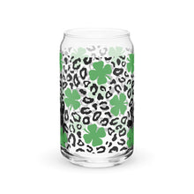 Load image into Gallery viewer, Leopard and Shamrocks Can-shaped glass
