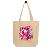 Load image into Gallery viewer, Breast Cancer Leopard Ribbin and Flower Eco Tote Bag
