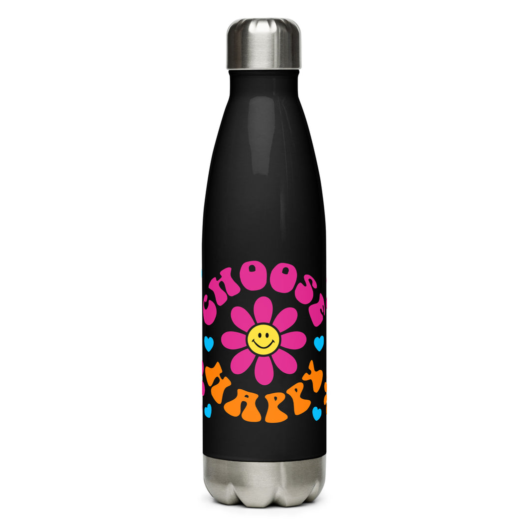 Choose Happy Retro Stainless steel water bottle