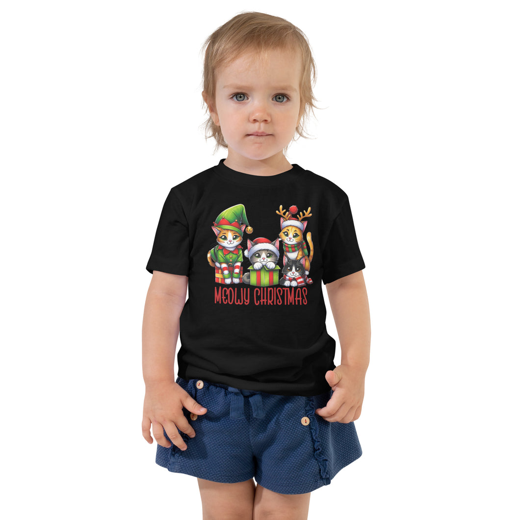 Meowy Christmas Toddler Short Sleeve Tee