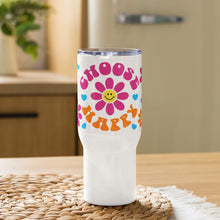 Load image into Gallery viewer, Choose Happy Retro Travel mug with a handle
