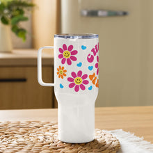 Load image into Gallery viewer, Choose Happy Retro Travel mug with a handle
