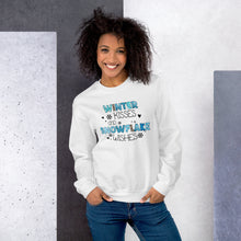 Load image into Gallery viewer, Winter Kisses and Snowflake Wishes Unisex Sweatshirt
