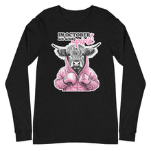 Load image into Gallery viewer, We Wear Pink Highland Cow Unisex Long Sleeve Tee
