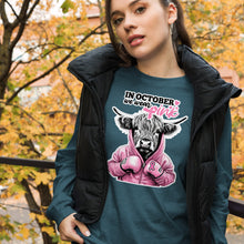 Load image into Gallery viewer, We Wear Pink Highland Cow Unisex Long Sleeve Tee
