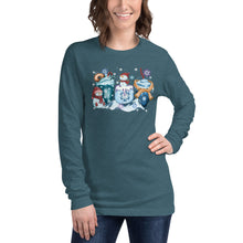 Load image into Gallery viewer, Snowmen, Snowflakes, and Drinks Unisex Long Sleeve Tee
