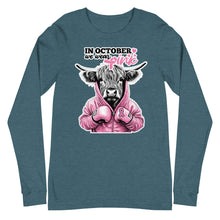 Load image into Gallery viewer, We Wear Pink Highland Cow Unisex Long Sleeve Tee
