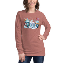 Load image into Gallery viewer, Snowmen, Snowflakes, and Drinks Unisex Long Sleeve Tee
