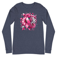 Load image into Gallery viewer, Breast Cancer Ribbon and Flower Unisex Long Sleeve Tee
