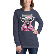 Load image into Gallery viewer, We Wear Pink Highland Cow Unisex Long Sleeve Tee
