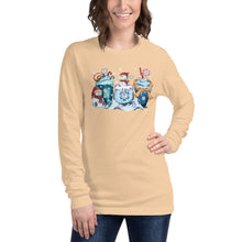 Load image into Gallery viewer, Snowmen, Snowflakes, and Drinks Unisex Long Sleeve Tee
