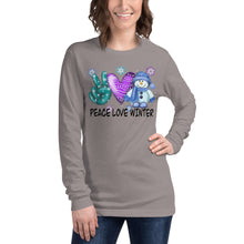 Load image into Gallery viewer, Peace Love Winter Unisex Long Sleeve Tee
