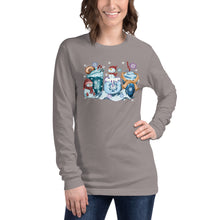 Load image into Gallery viewer, Snowmen, Snowflakes, and Drinks Unisex Long Sleeve Tee
