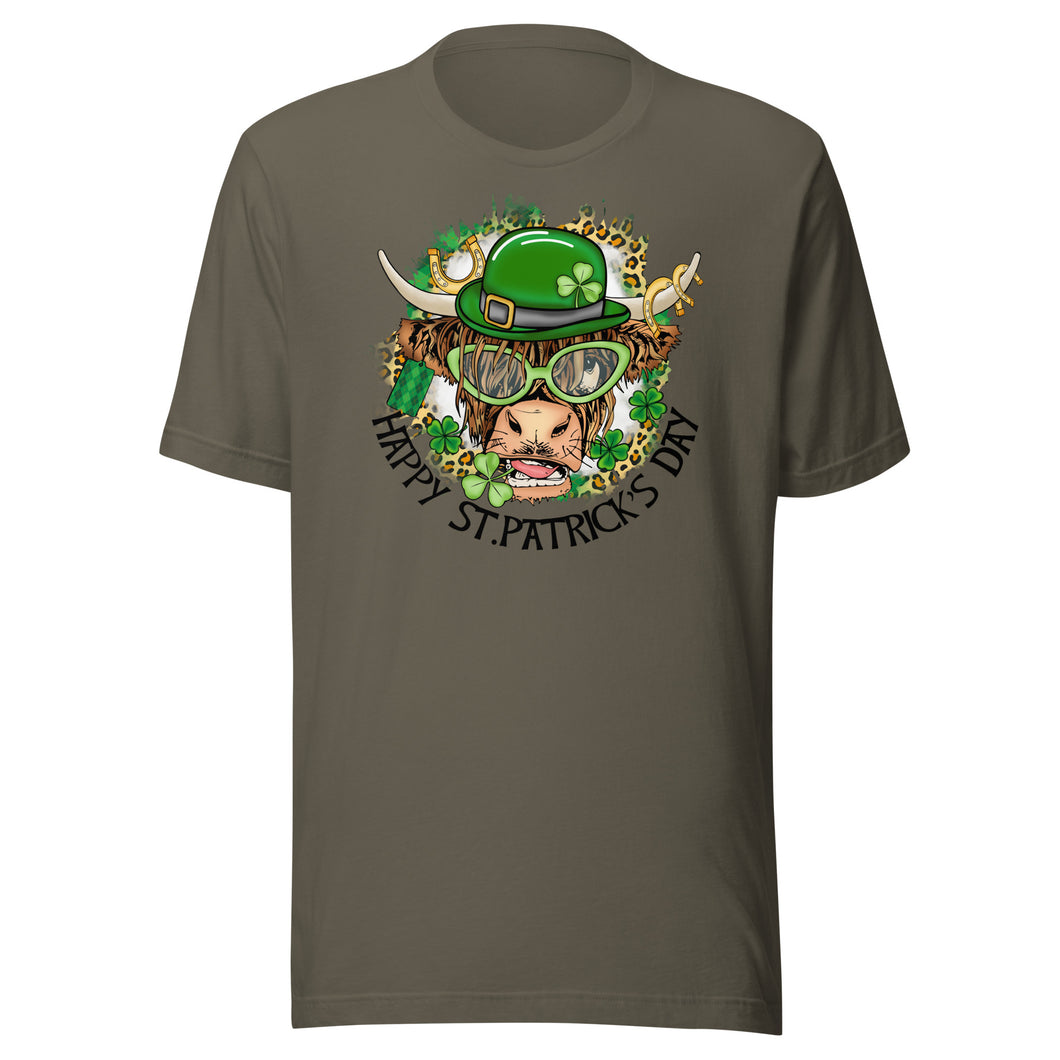 Happy St Patrick’s Day (highland cow) Unisex t-shirt