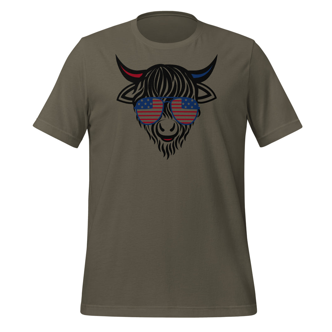 Patriotic Highland Cow Silhouette Unisex t-shirt