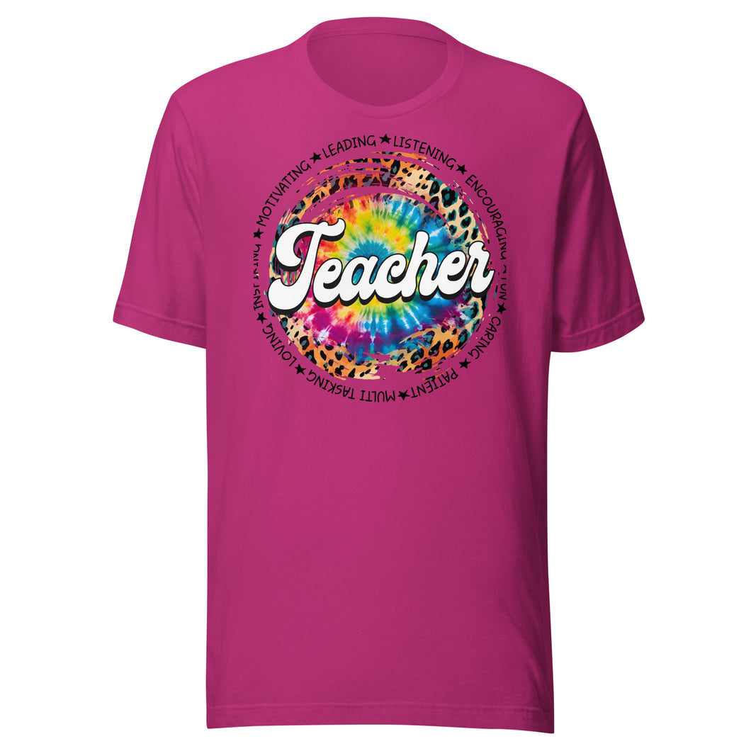 Teacher Words Leopard Circle Unisex t-shirt