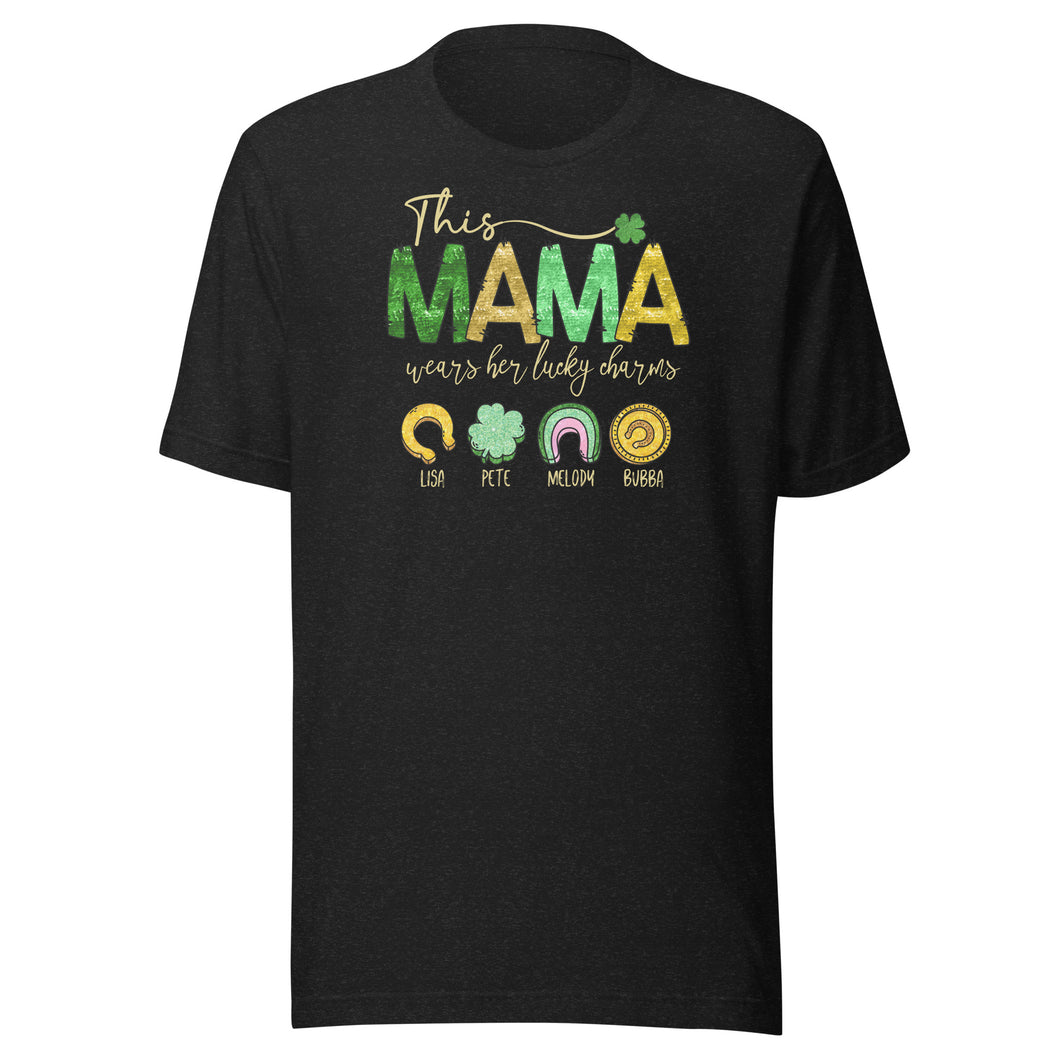 This Mama Wears Her Lucky Charms (Dark Colors) Unisex t-shirt