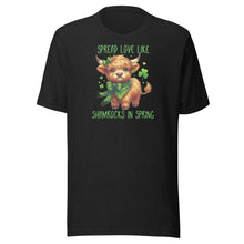 Load image into Gallery viewer, Spread Love Like Shamrocks In Spring (Highland Cows) Unisex t-shirt
