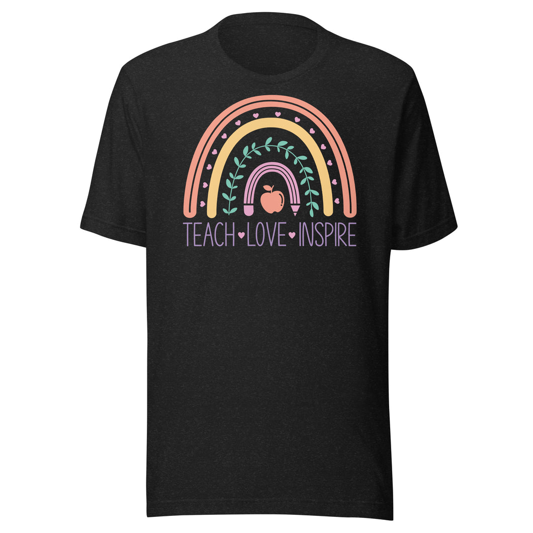 Teach Love Inspire Rainbow Unisex t-shirt