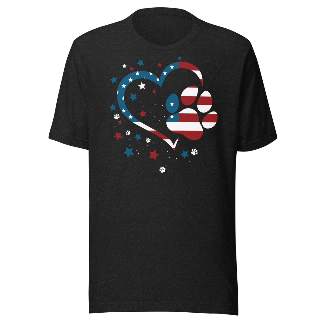 Patriotic Heart and Pet Paw Unisex t-shirt