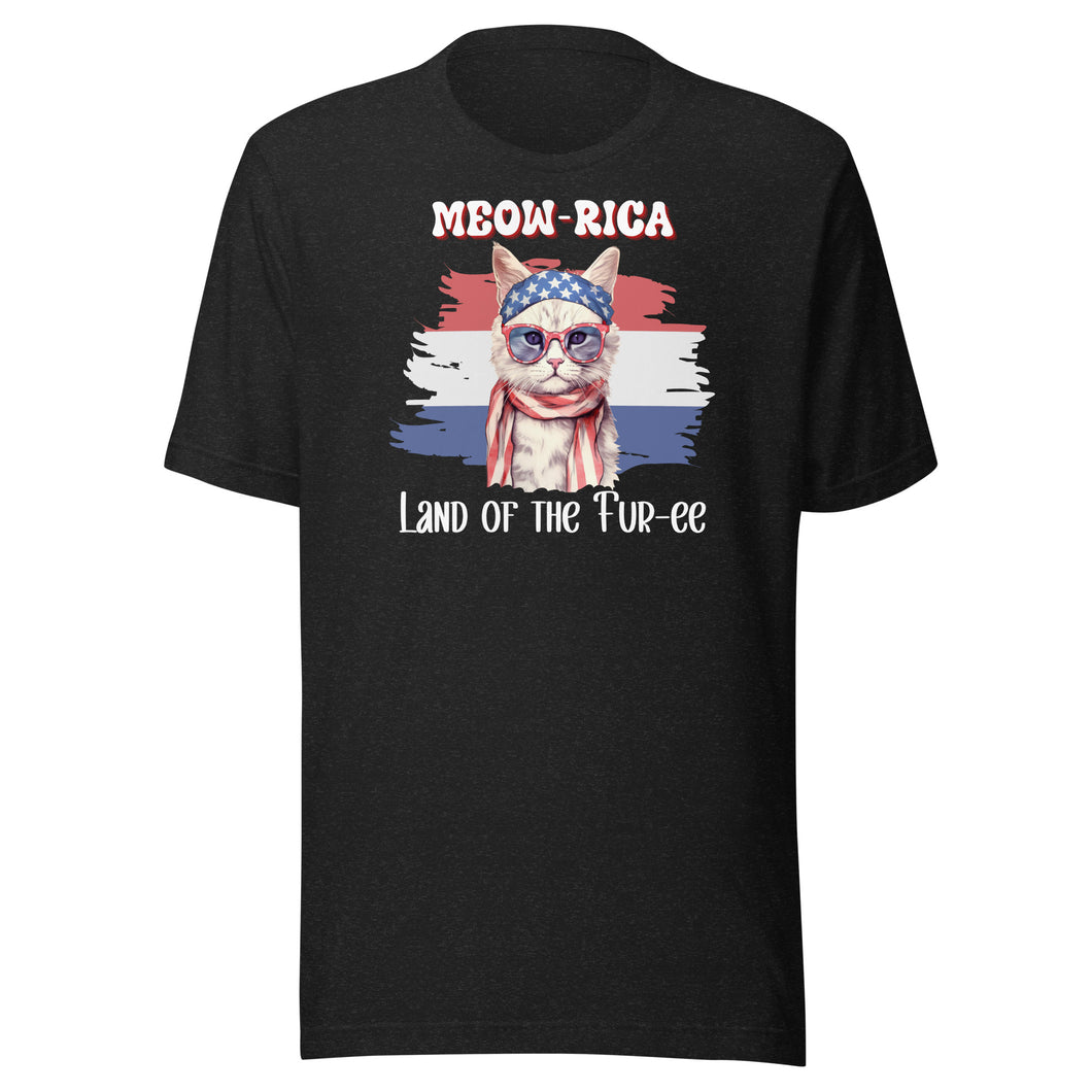 Meow-rica Land Of The Fur-ee Unisex t-shirt