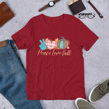 Load image into Gallery viewer, Peace Love Fall Unisex t-shirt
