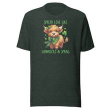 Load image into Gallery viewer, Spread Love Like Shamrocks In Spring (Highland Cows) Unisex t-shirt
