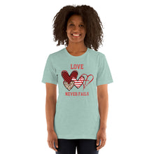 Load image into Gallery viewer, Love Never Fails Unisex t-shirt
