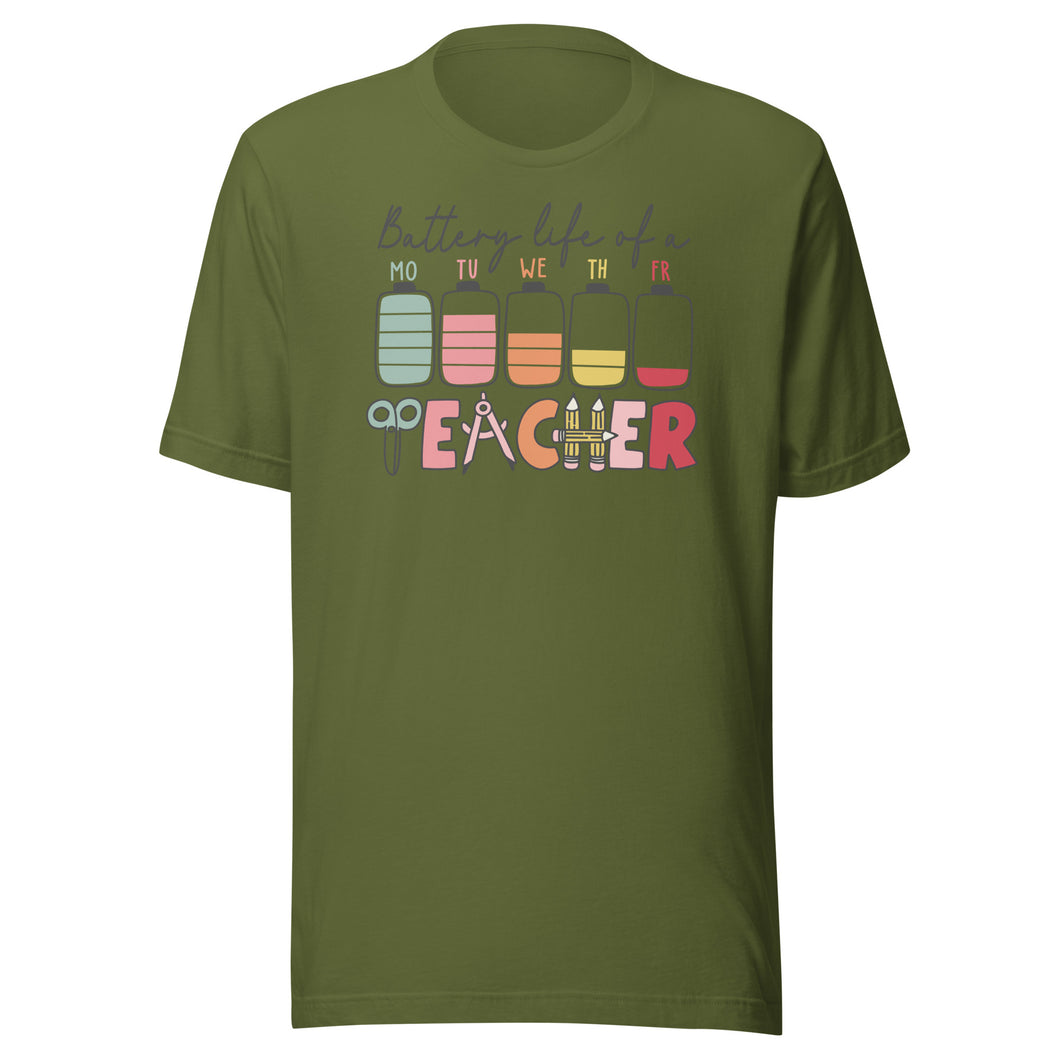 Battery Life Of A Teacher Unisex t-shirt