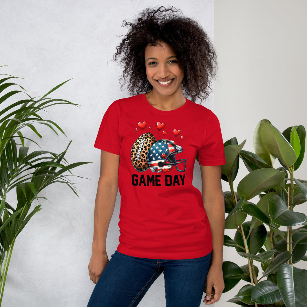 Game Day Leopard and Flag Unisex t-shirt