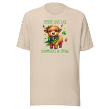 Load image into Gallery viewer, Spread Love Like Shamrocks In Spring (Highland Cows) Unisex t-shirt
