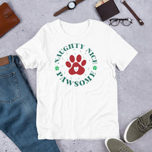 Load image into Gallery viewer, Naughty Nice Pawsome Unisex t-shirt
