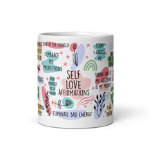 Load image into Gallery viewer, Self Love Affirmations White glossy mug
