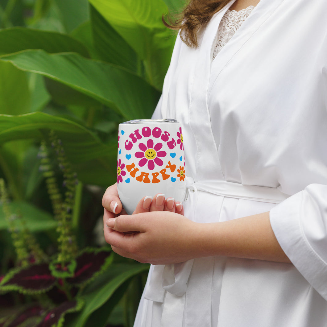 Choose Happy Retro Wine tumbler