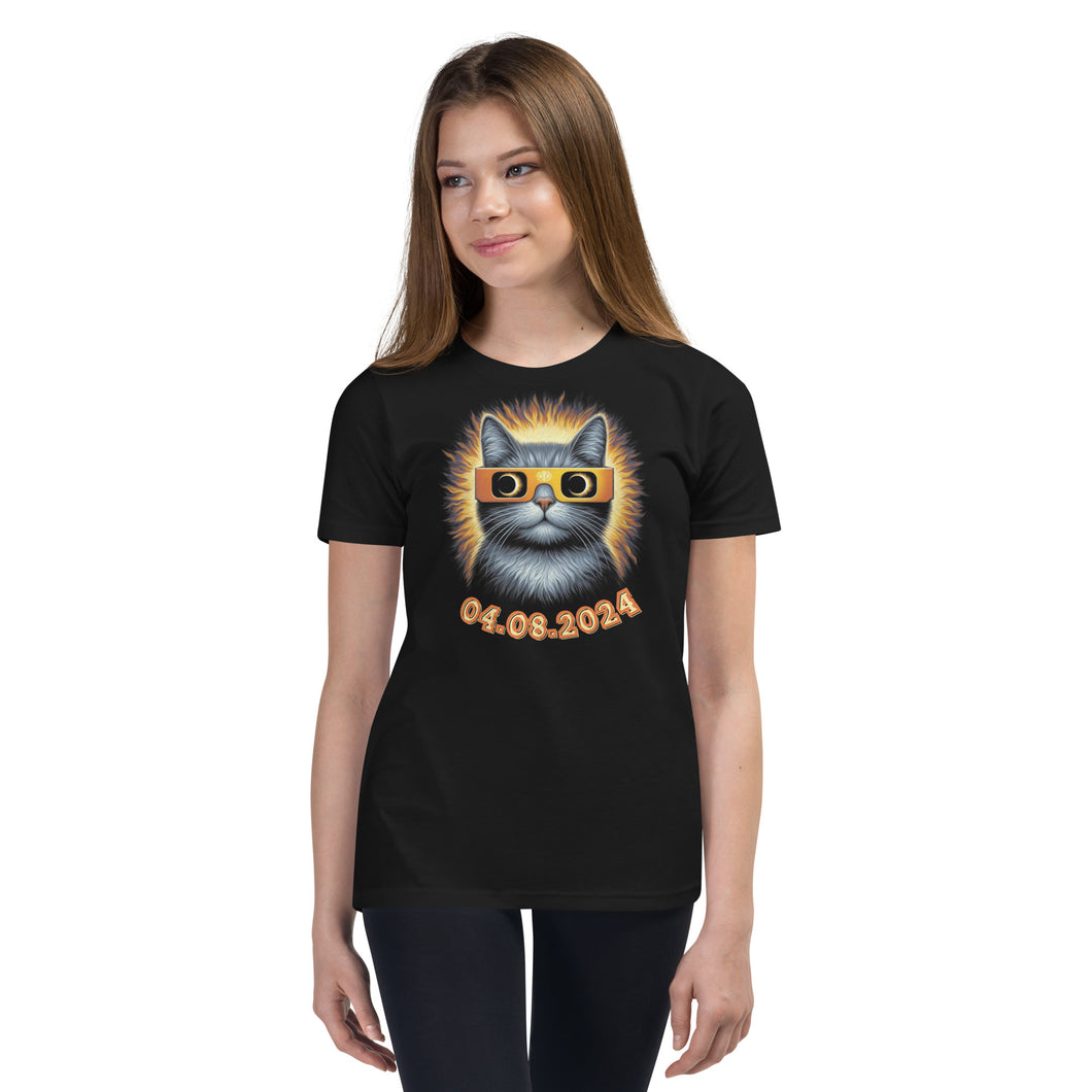 Cute Cat Eclipse Youth Short Sleeve T-Shirt