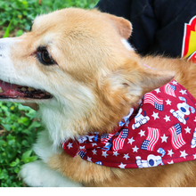 Load image into Gallery viewer, Over the Collar Dog Bandana - Patriotic Dog, Stars and Flags
