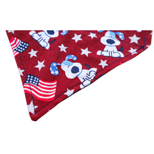 Load image into Gallery viewer, Over the Collar Dog Bandana - Patriotic Dog, Stars and Flags
