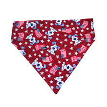 Load image into Gallery viewer, Over the Collar Dog Bandana - Patriotic Dog, Stars and Flags
