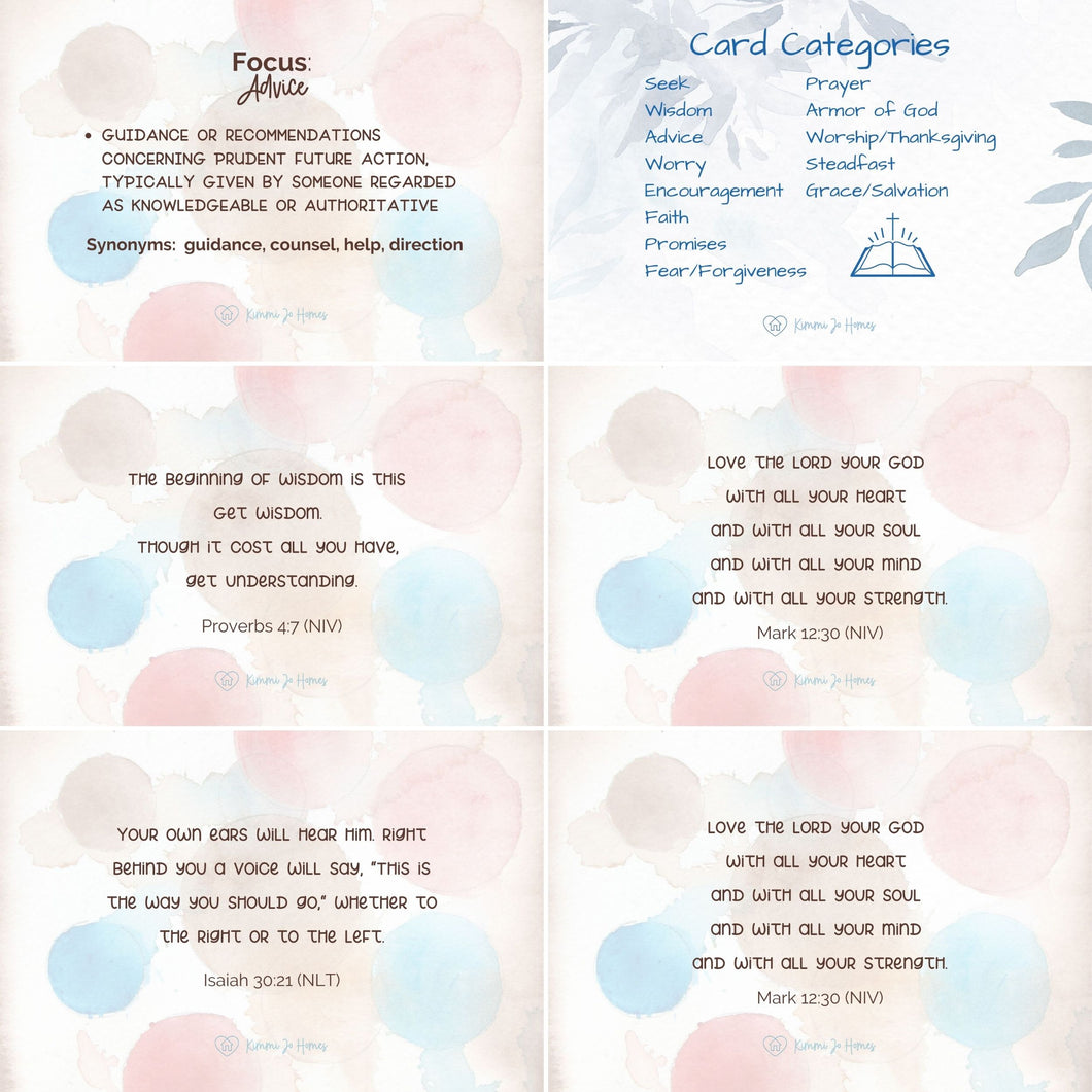 Scripture Card Sets - Watercolor Version Individual Sets