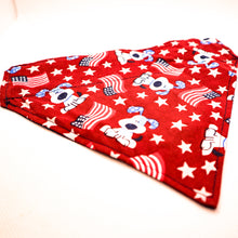 Load image into Gallery viewer, Over the Collar Dog Bandana - Patriotic Dog, Stars and Flags
