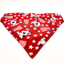 Load image into Gallery viewer, Over the Collar Dog Bandana - Patriotic Dog, Stars and Flags
