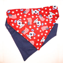 Load image into Gallery viewer, Over the Collar Dog Bandana - Patriotic Dog, Stars and Flags
