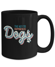 Load image into Gallery viewer, Dog Lover Mug - Key to Happiness is Dogs (Black)
