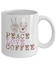 Load image into Gallery viewer, Coffee Themed Mug - Peace Love Coffee
